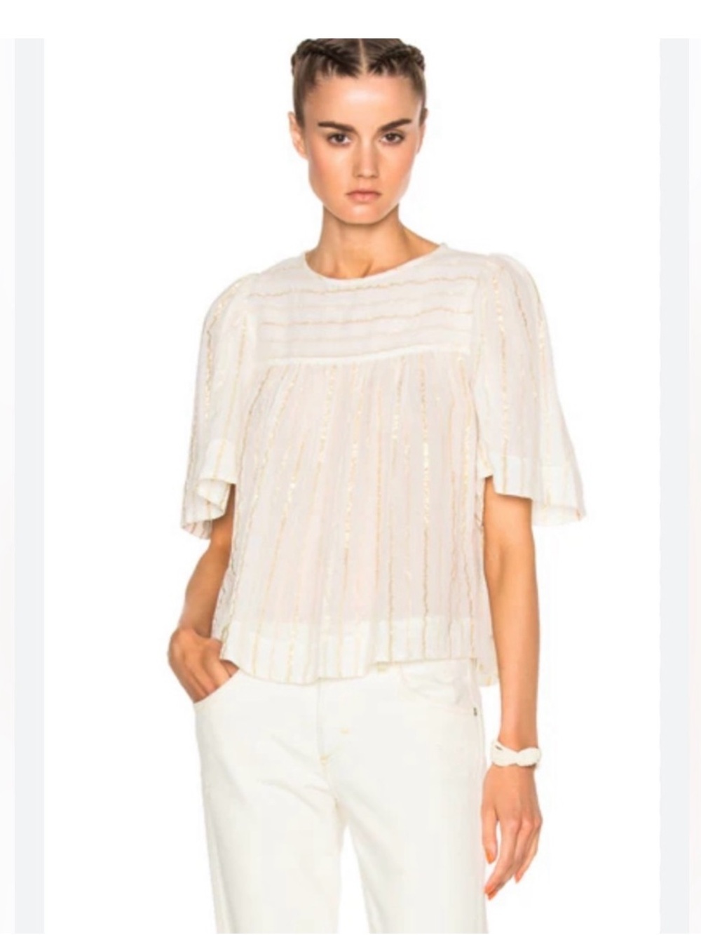 Isabel Marant White Gold Blouse Top